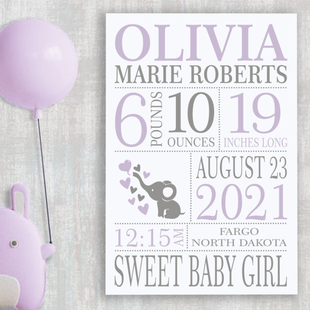 Personalized Baby Newborn Blanket with Birth Information | BKMS015