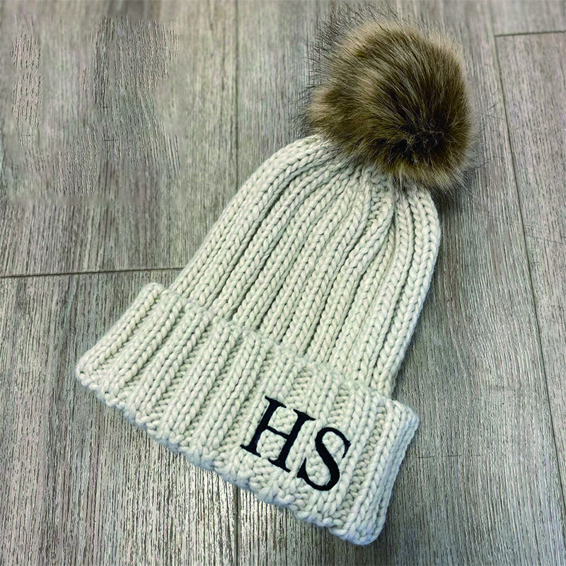 Personalized Embroidery Kid Pom Pom Hat and Scarf for Comfort & Unique | HSKid05