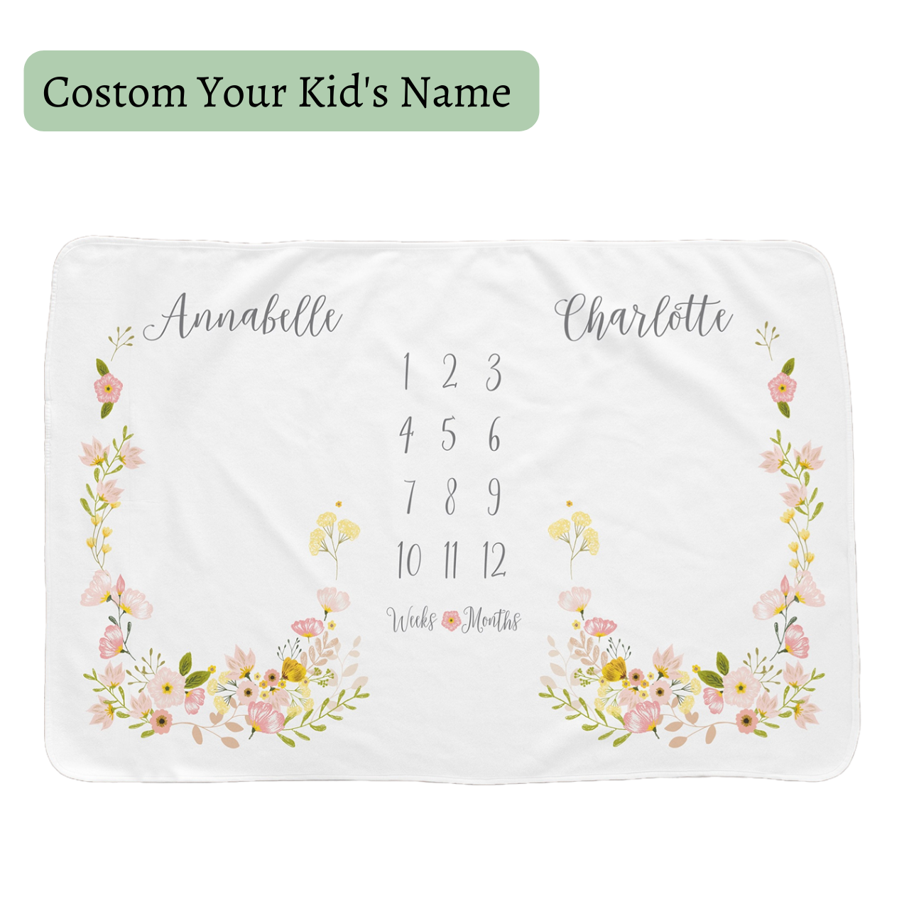 Personalized Baby Milestone Blanket for Comfort & Unique | BKMS010