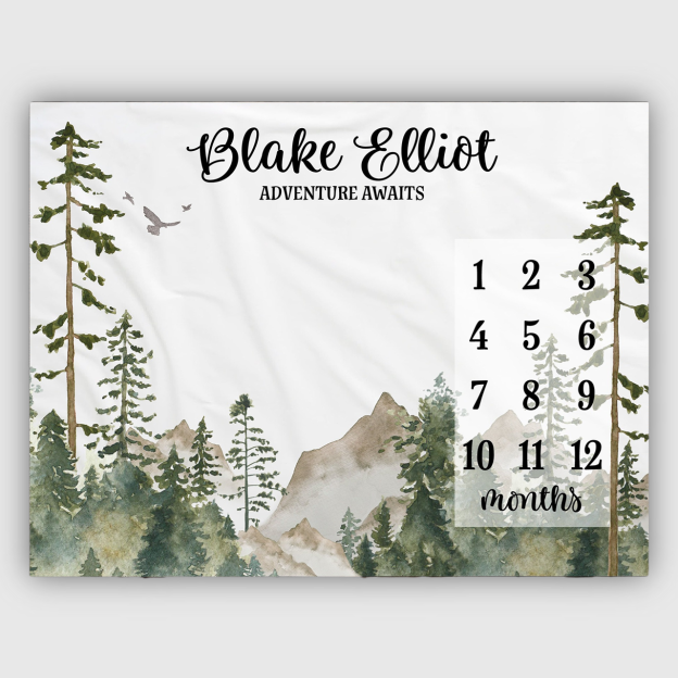 Personalized Baby Milestone Blanket for Comfort & Unique | BKMS011