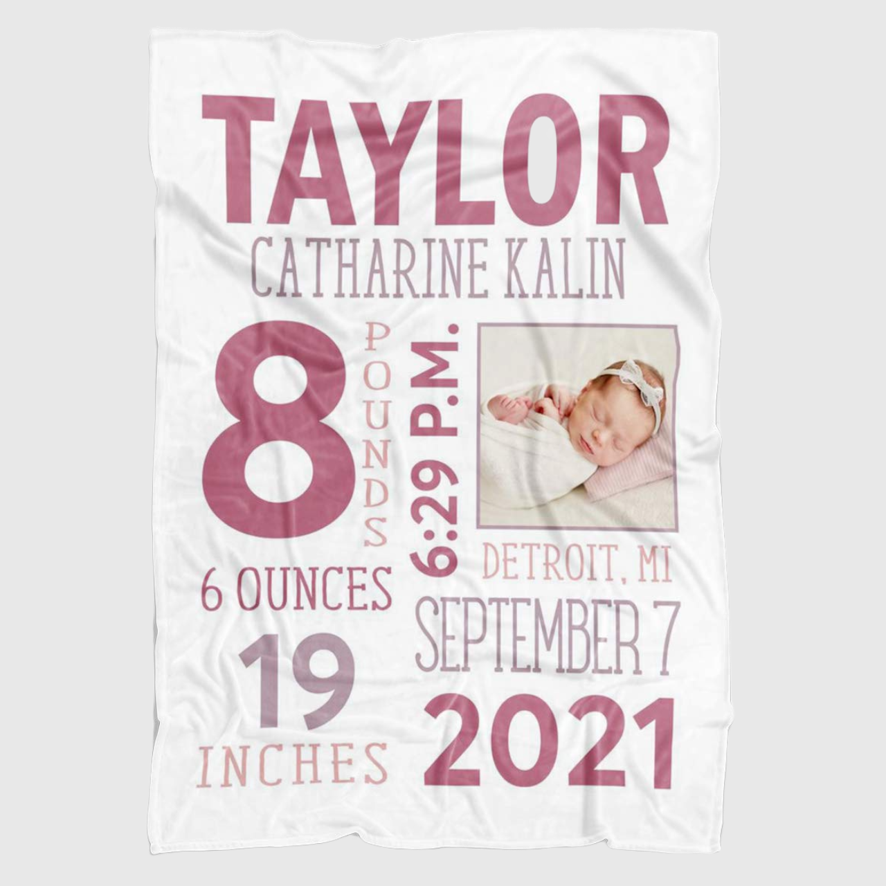 Personalized Baby Newborn Blanket with Birth Information | BKMS014