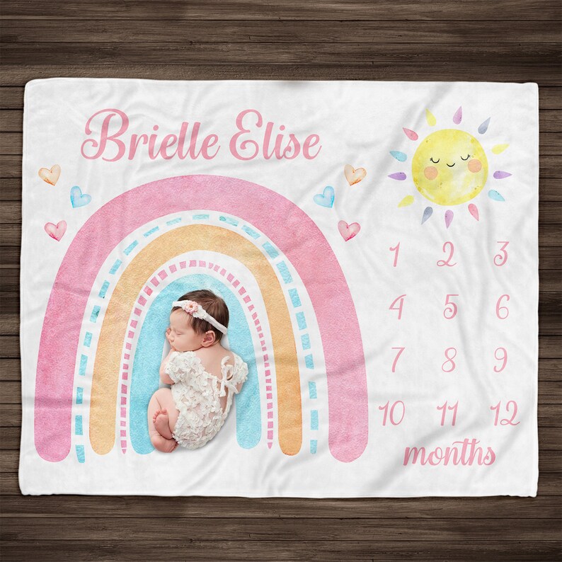 Personalized Baby Milestone Blanket for Comfort & Unique | BKMS004