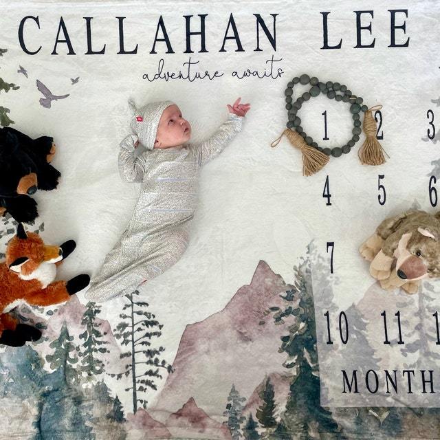 Personalized Baby Milestone Blanket for Comfort & Unique | BKMS011