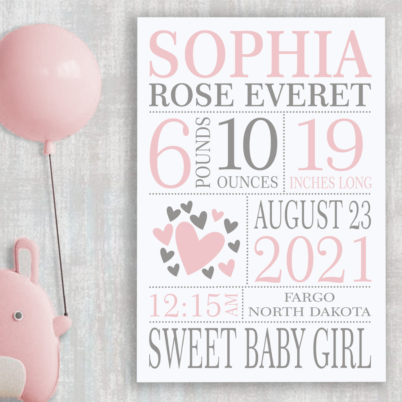 Personalized Baby Newborn Blanket with Birth Information | BKMS015