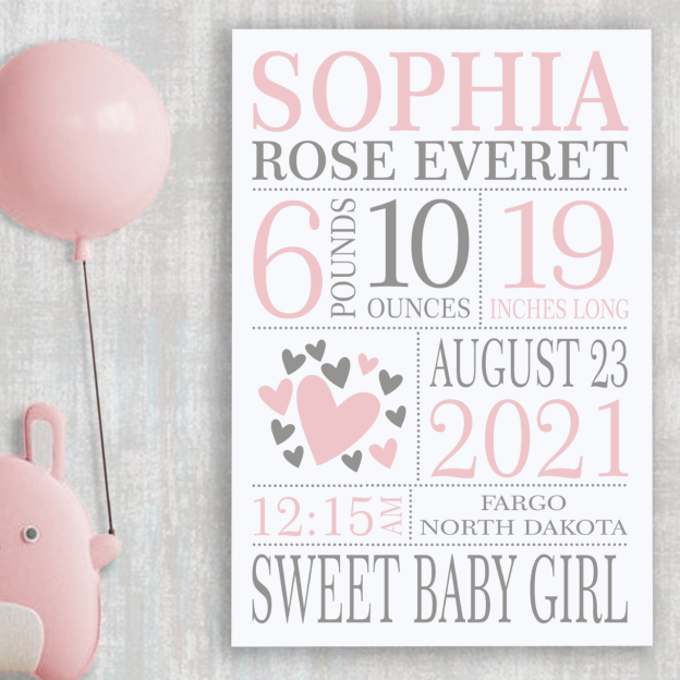 Personalized Baby Newborn Blanket with Birth Information | BKMS015