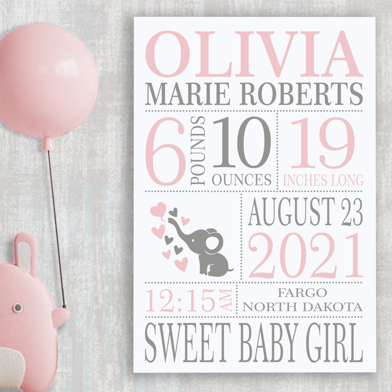 Personalized Baby Newborn Blanket with Birth Information | BKMS015
