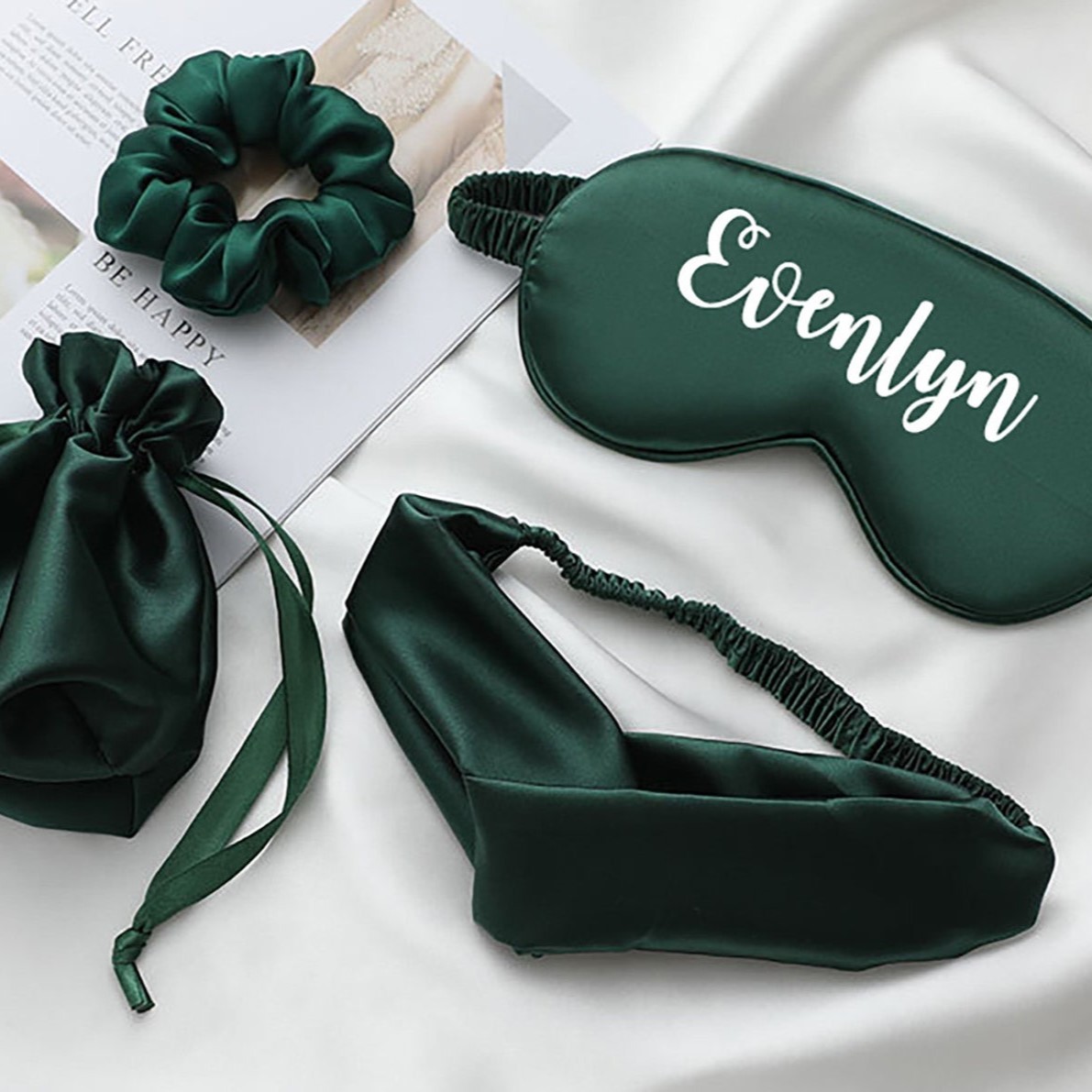 Personalized Name Satin Eye Mask Set for Comfort & Unique | CWMask01