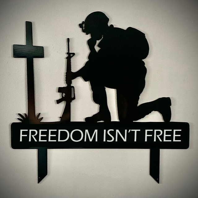 Memorial metal plaque for fallen soldiers, yard decoration