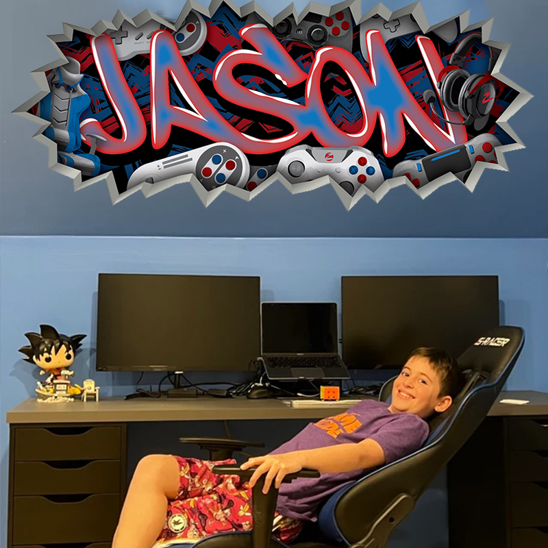 Gamer Graffiti Wall Decal Custom Personalized Boys Room Decor