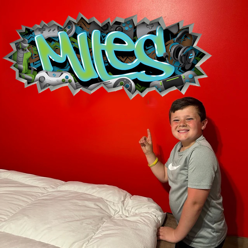 Gamer Graffiti Wall Decal Custom Personalized Boys Room Decor
