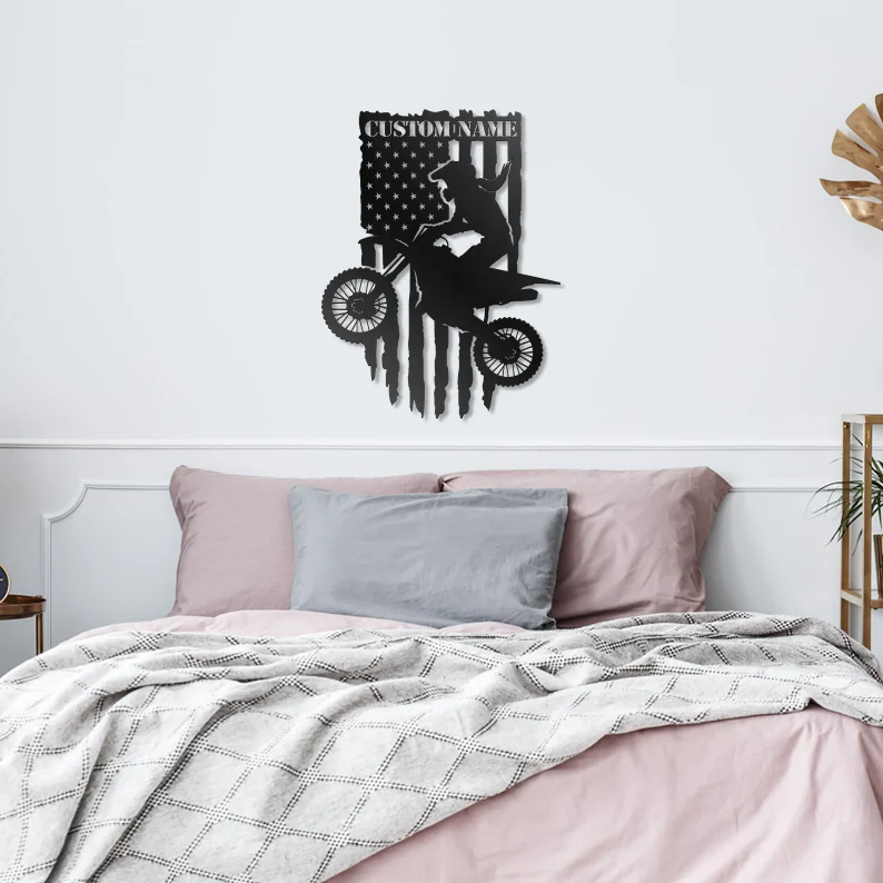 Custom Flag Female Motorcycle Metal Logo