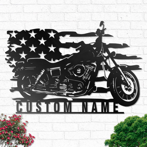 Custom Heritage Softisl Motorcycle Metal Wall Art-Personalized Motorcycle Garage Name Sign