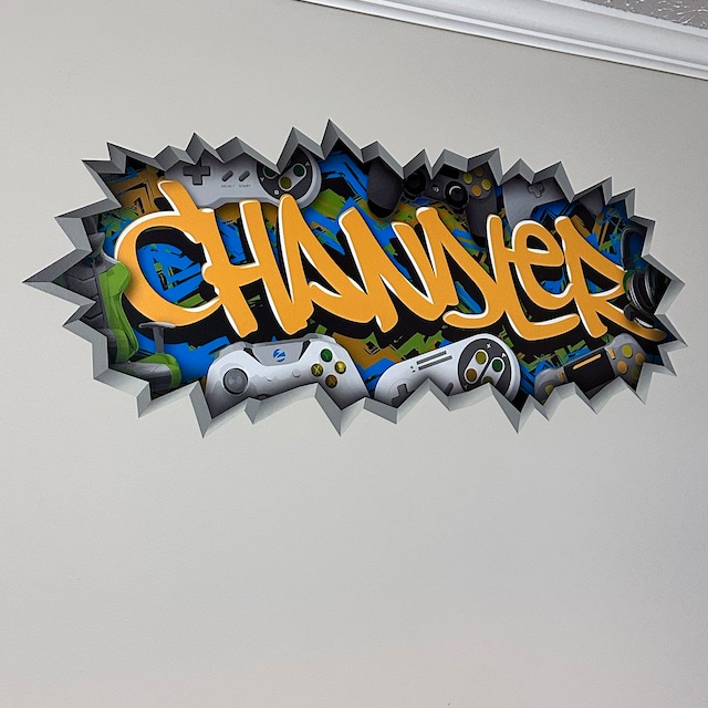 Gamer Graffiti Wall Decal Custom Personalized Boys Room Decor