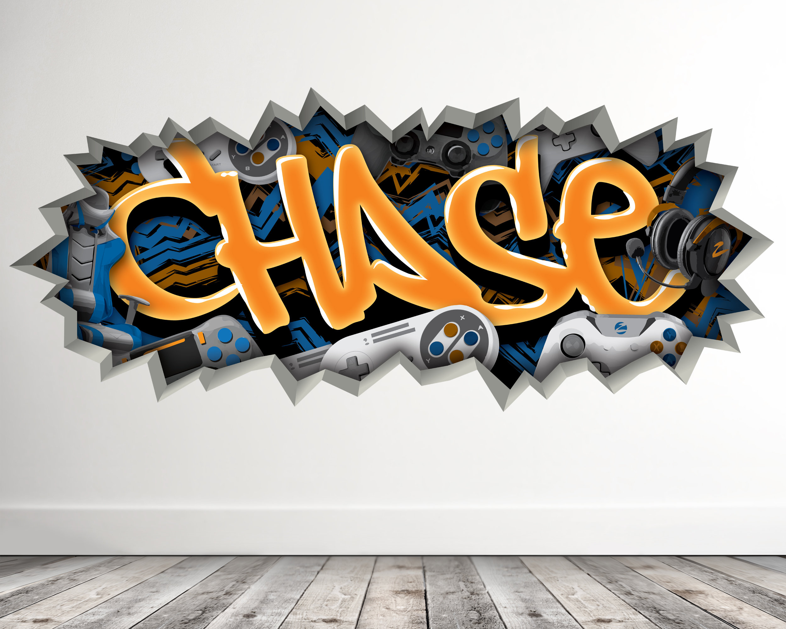 Gamer Graffiti Wall Decal Custom Personalized Boys Room Decor