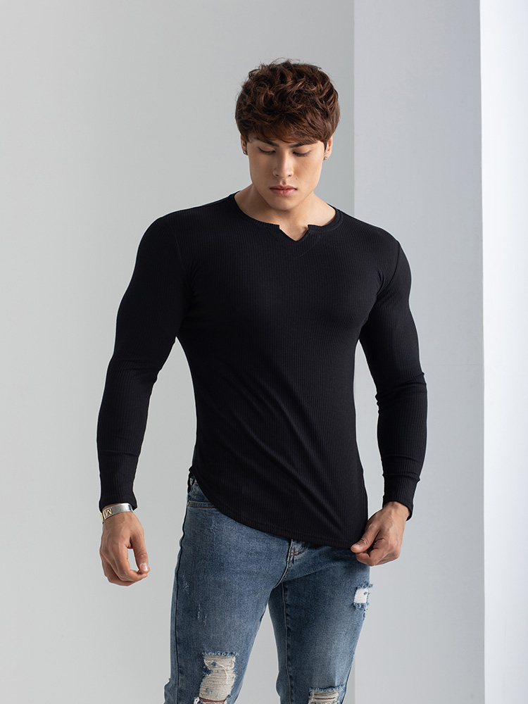 BLACKRISS™V-neck Long-sleeved Sports T-shirt-Blackriss
