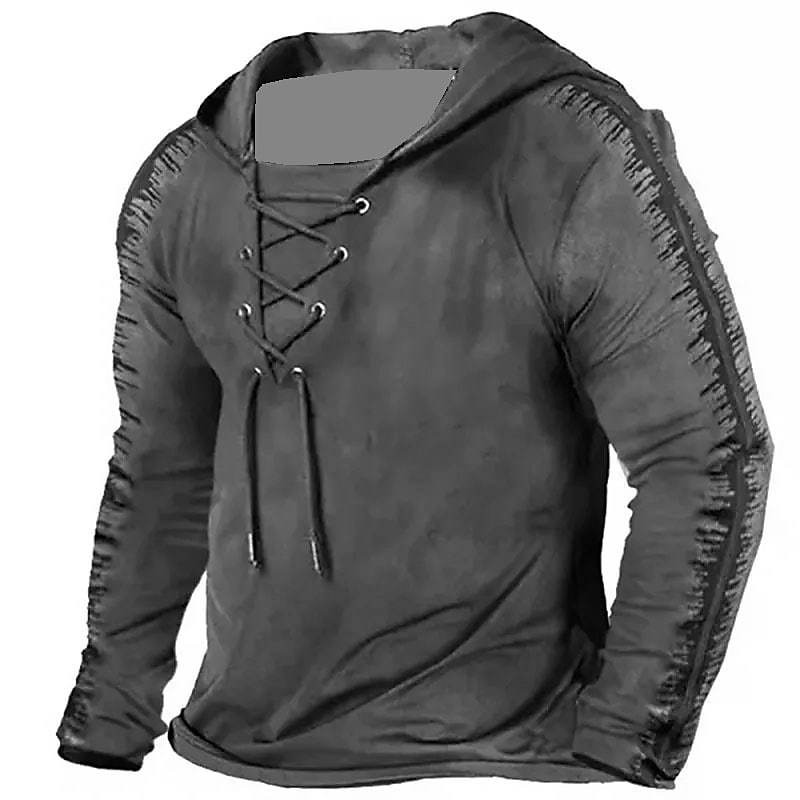 BLACKRISS™Men's Unisex Pullover Hoodie Sweatshirt Hooded Graphic Prints Lace up-Blackriss