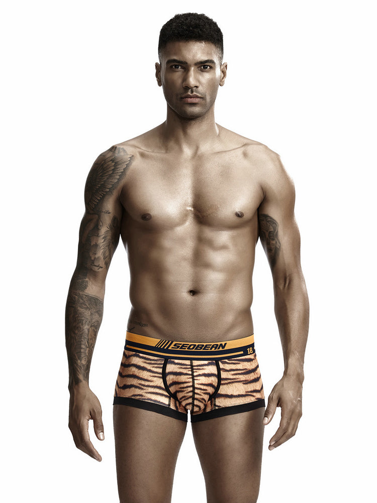 BLACKRISS™Sexy Tiger Print Men's Boxer Briefs-Brown-Blackriss