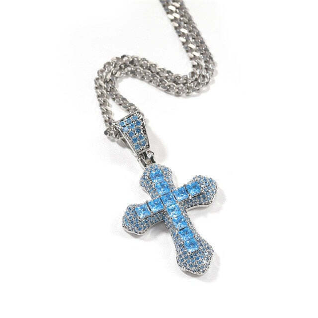 BLACKRISS™Iced Sky Blue Cross Pendant-Blackriss