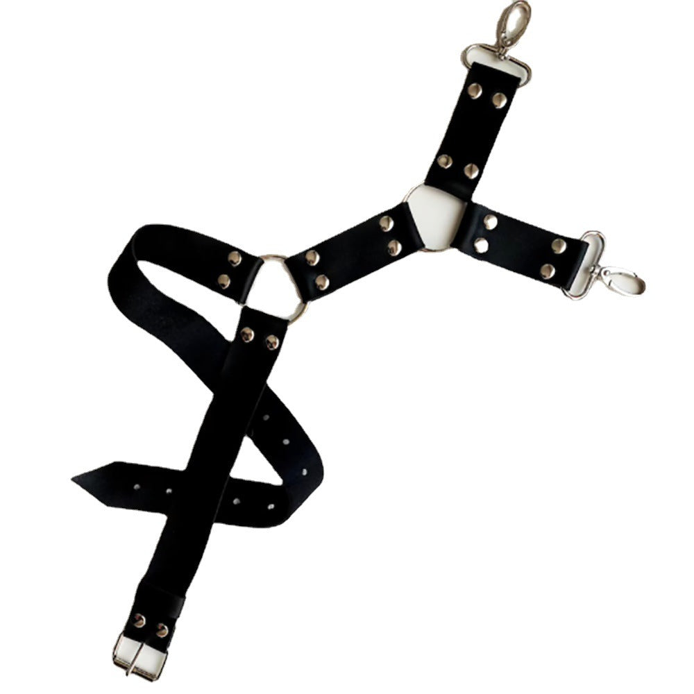 BLACKRISS™Leather Thigh Leg Garters Belt Harness Punk Body Cage-Blackriss