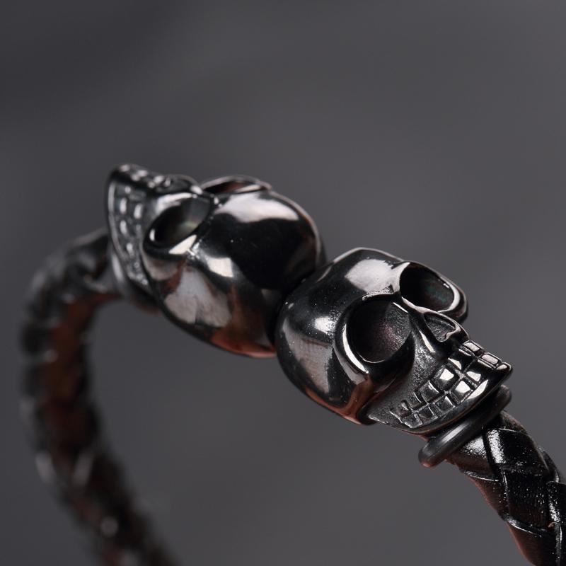 Blackriss™Black Leather Skull Bracelet-Blackriss