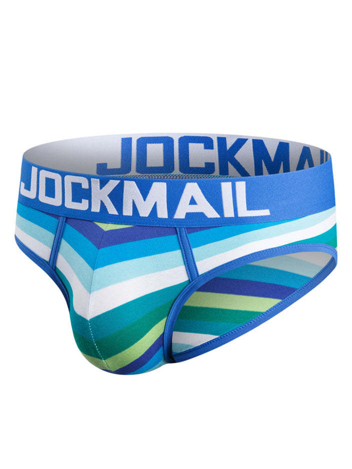 BLACKRISS™Striped Rainbow Cotton Breathable Low Waist Men's Briefs-Blackriss