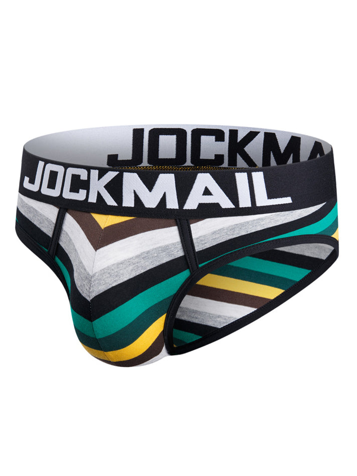 BLACKRISS™Striped Rainbow Cotton Breathable Low Waist Men's Briefs-Blackriss