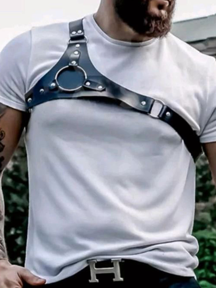 BLACKRISS™Crossbody Shoulder Wide Strap Leather Harness - Black-Blackriss