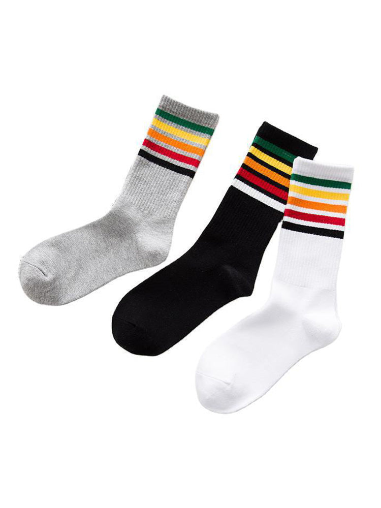 BLACKRISS™Rainbow Striped Cotton Sports Socks-Blackriss
