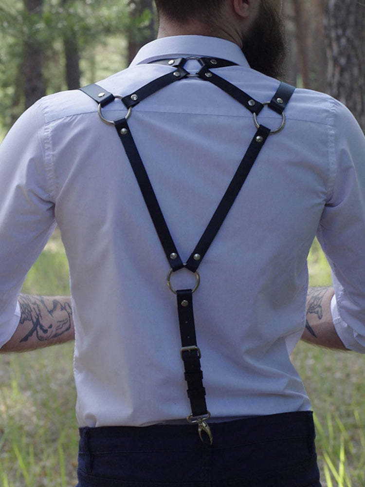 BLACKRISS™Men's Leather Erotic Restraint Belt - Black-Blackriss