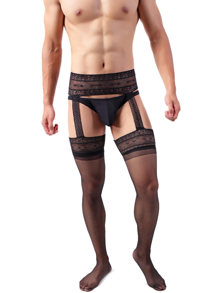 BLACKRISS™Men's Long Tube Stockings Ultra-thin Pantyhose - Black-Blackriss