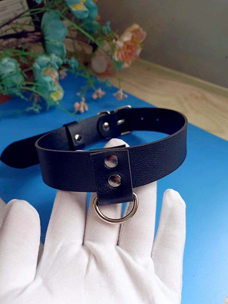 BLACKRISS™Classic Leather Collar Choker Necklace- Black-Blackriss
