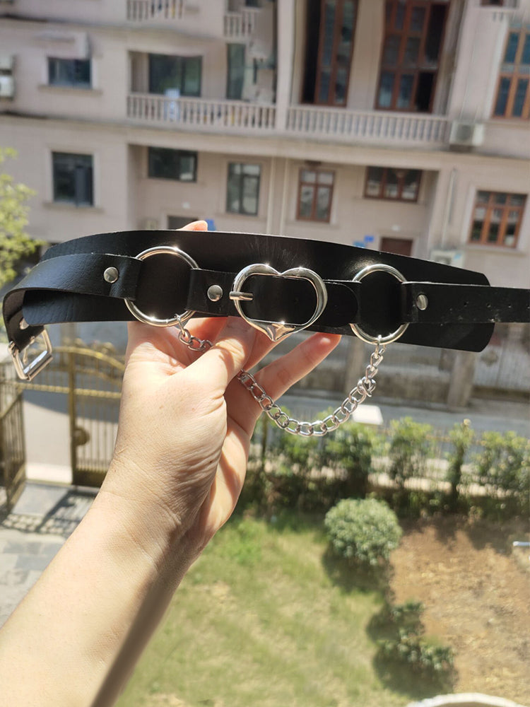 BLACKRISS™Punk Personality Heart-shaped Leather Double Layer Choker-Blackriss