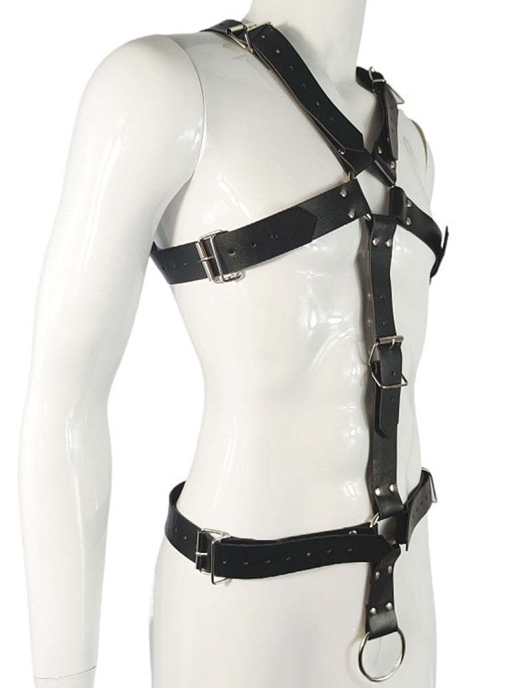 BLACKRISS™Men's Corset Sexy Bundle Leather Strap Harness Strap - Black-Blackriss
