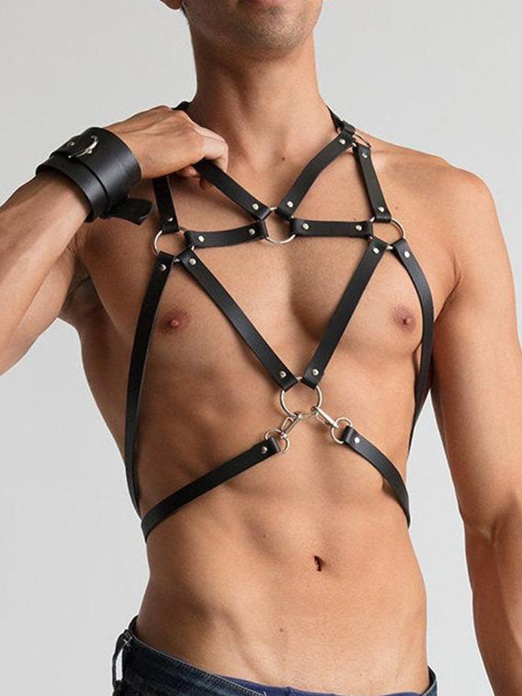 BLACKRISS™Men's Adjustable Erotic Leather Bondage Strap Harness-Blackriss