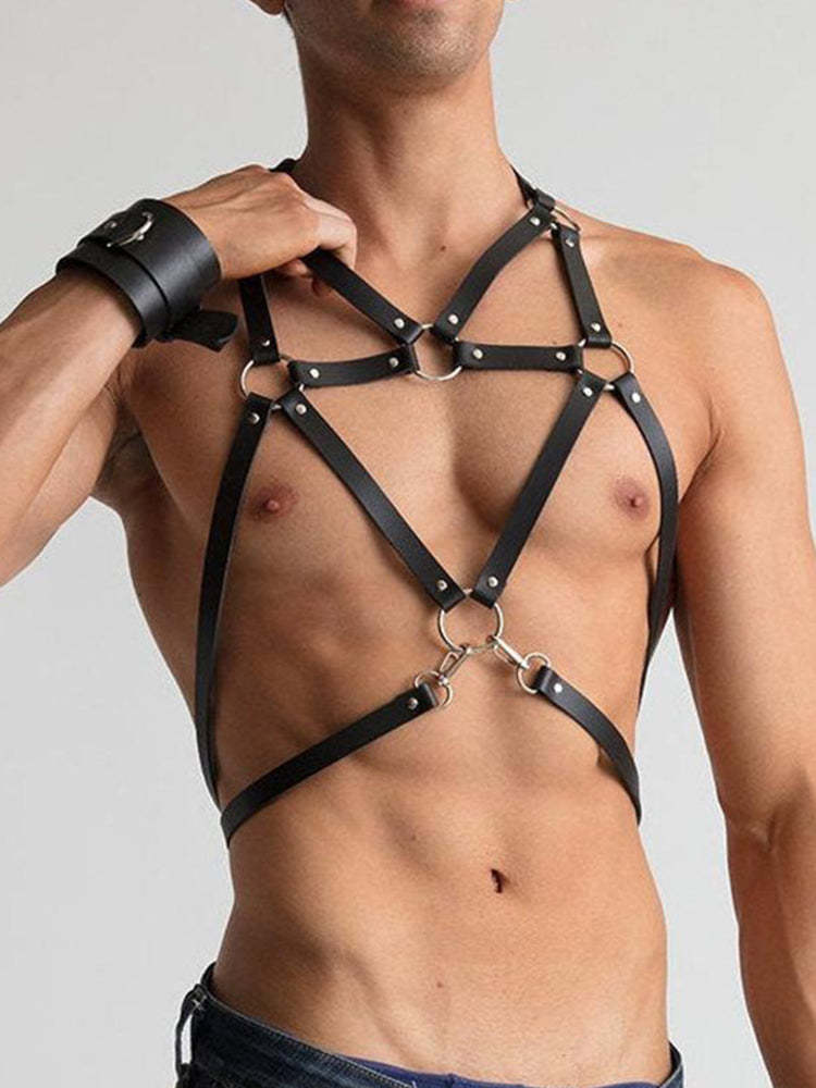BLACKRISS™Men's Adjustable Erotic Leather Bondage Strap Harness-Blackriss