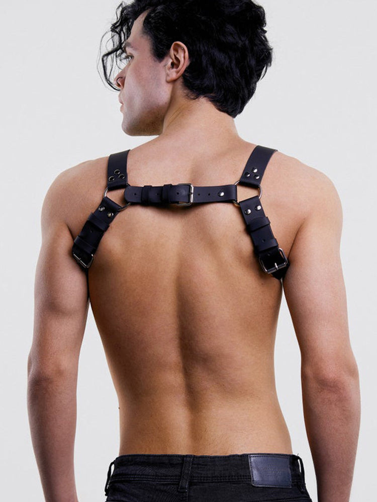 BLACKRISS™Trendy Punk Leather Chest Strap - Black-Blackriss