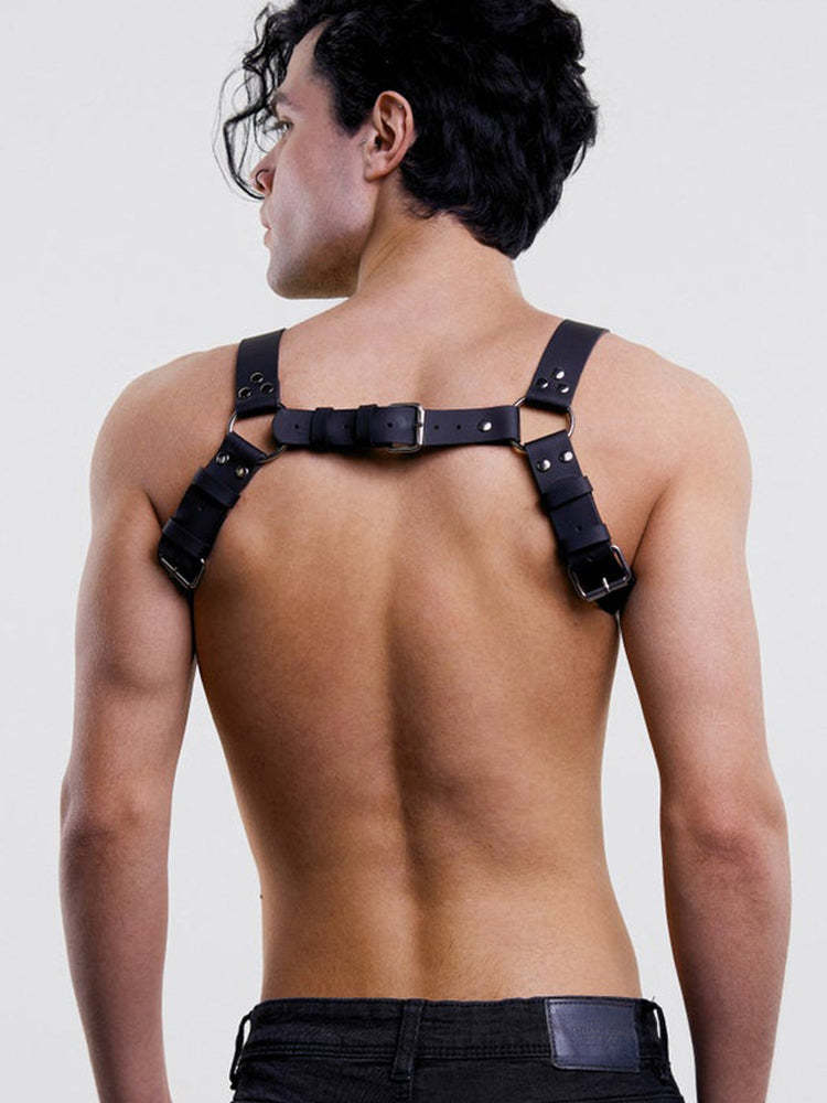 BLACKRISS™Trendy Punk Leather Chest Strap - Black-Blackriss