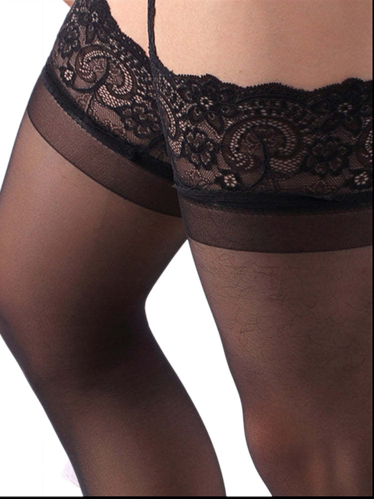 BLACKRISS™Men's Long Tube Stockings Ultra-thin Pantyhose - Black-Blackriss