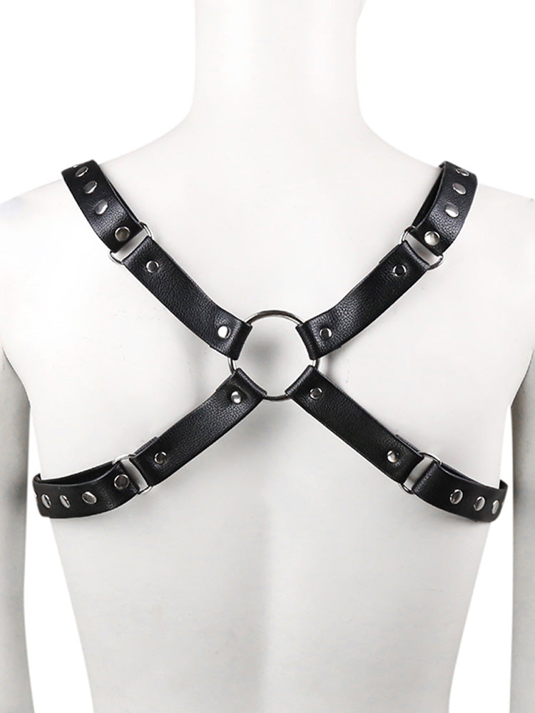 BLACKRISS™Sexy Double Thong Men's Low Waist Leather Panties Shaping Chest Strap-Blackriss