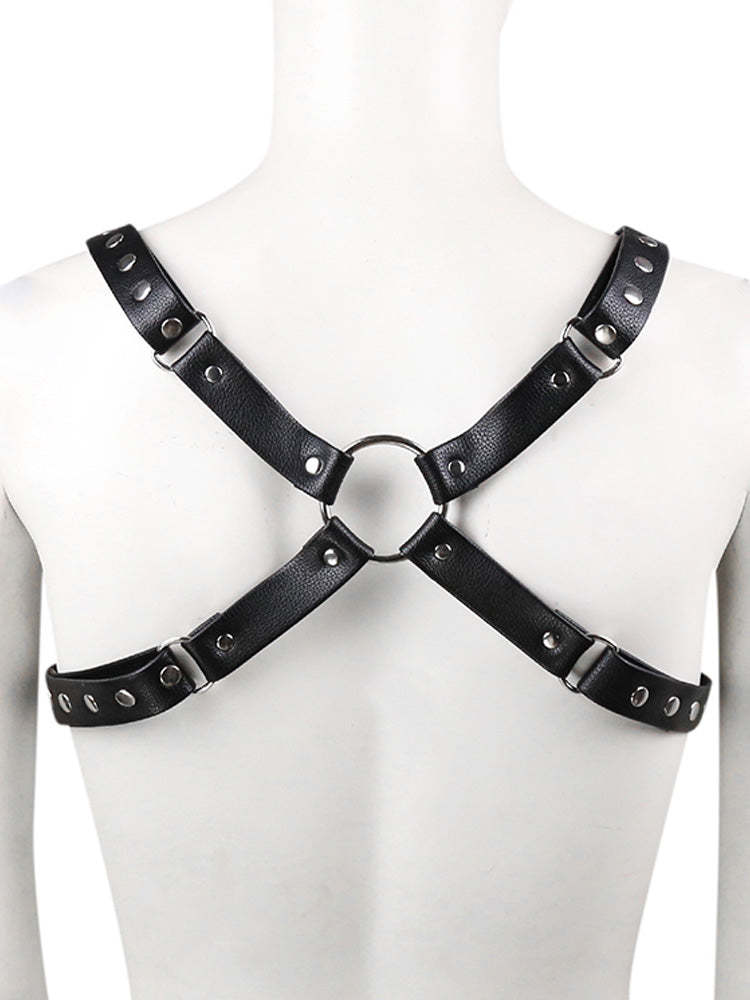 BLACKRISS™Sexy Double Thong Men's Low Waist Leather Panties Shaping Chest Strap-Blackriss