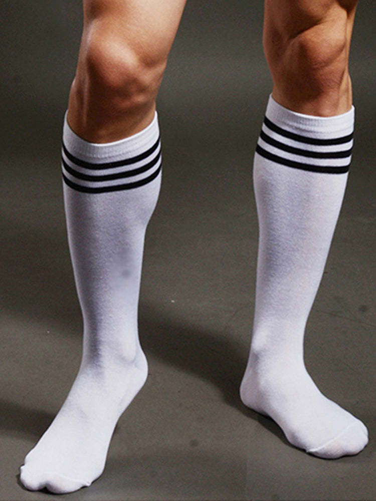 BLACKRISS™Striped White Crew Sports Socks-Blackriss