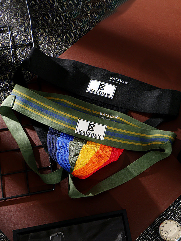 BLACKRISS™U Convex Pocket Rainbow Sexy Jockstrap-Blackriss