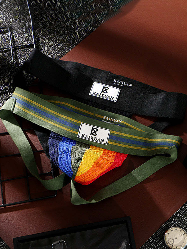 BLACKRISS™U Convex Pocket Rainbow Sexy Jockstrap-Blackriss