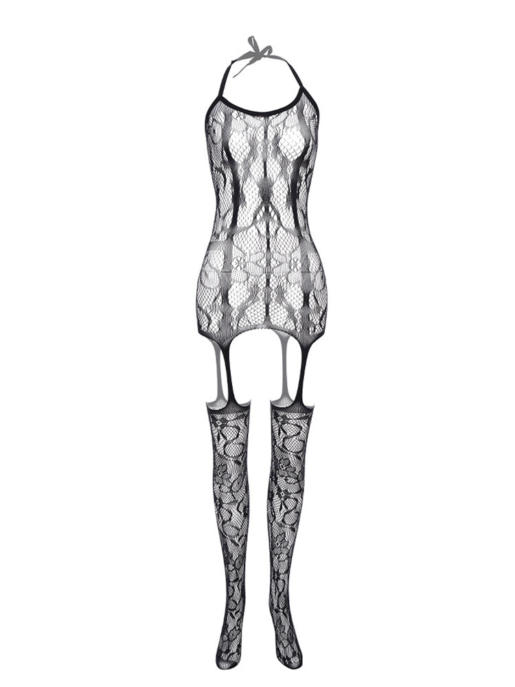 BLACKRISS™Front And Rear Cutout Sock Bodysuit-Blackriss