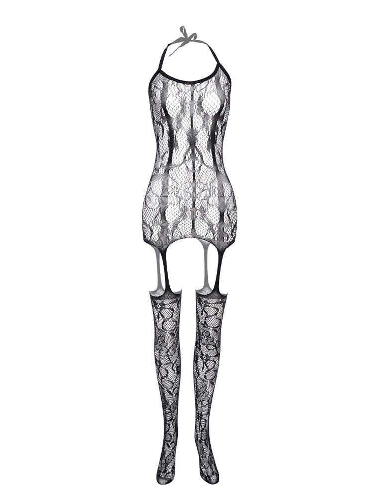 BLACKRISS™Front And Rear Cutout Sock Bodysuit-Blackriss
