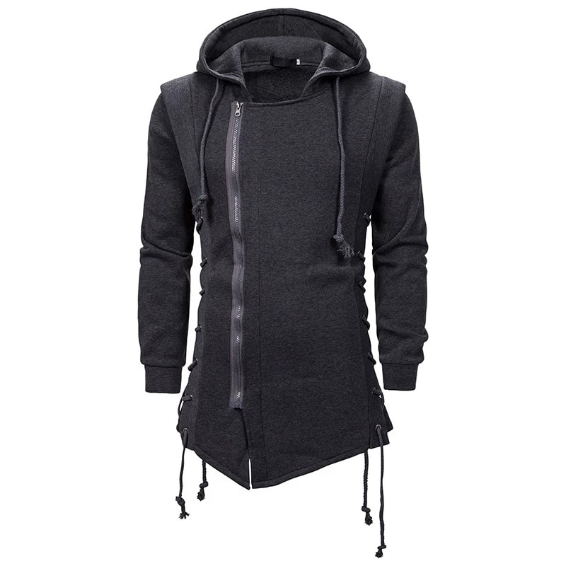 BLACKRISS™Dark Tie Hooded Loose Coat Zipper Hoodie-Blackriss