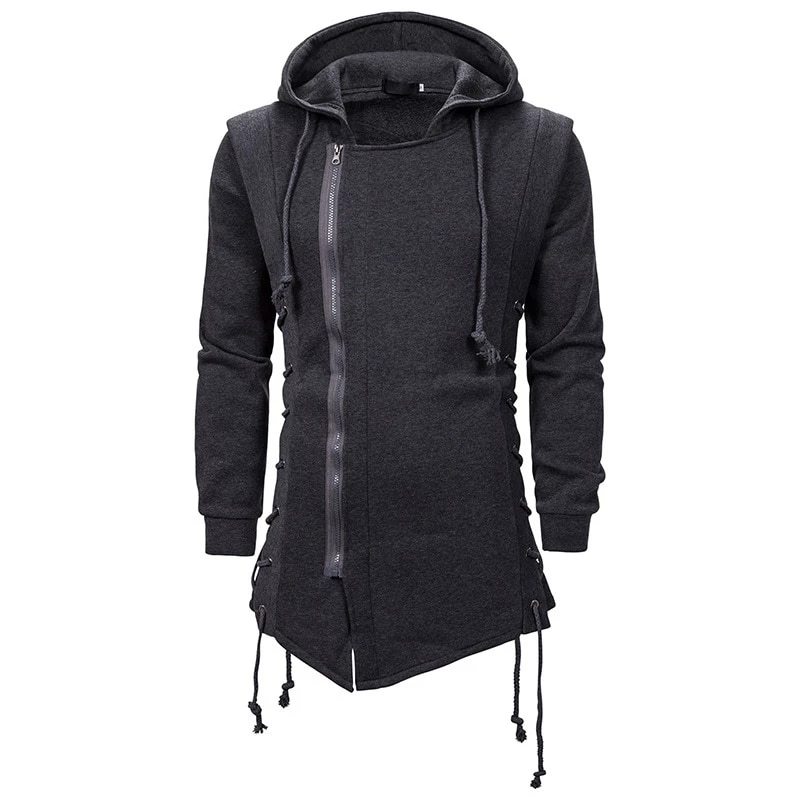 BLACKRISS™Dark Tie Hooded Loose Coat Zipper Hoodie-Blackriss