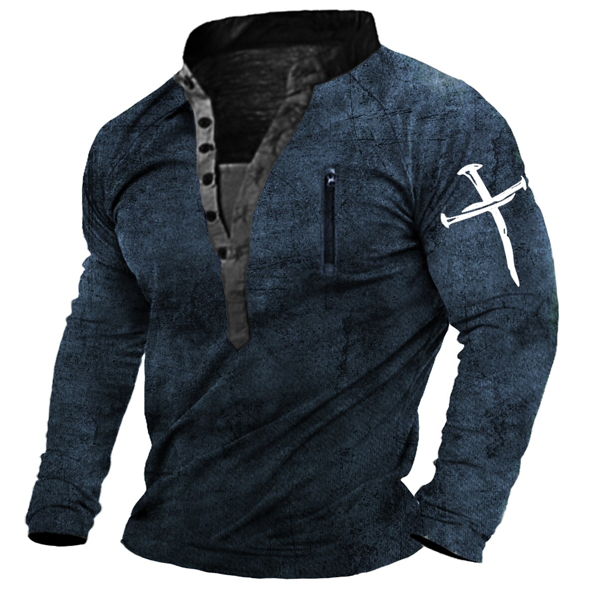 BLACKRISS™Men's Unisex Sweatshirt Pullover Graphic Prints Cross Zipper Print Cas-Blackriss