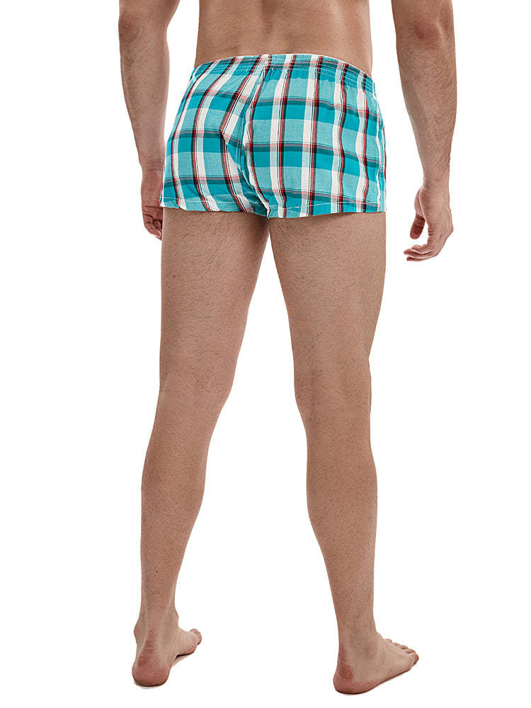 BLACKRISS™Men's Plaid Home Pure Cotton Trunks - Light Blue-Blackriss