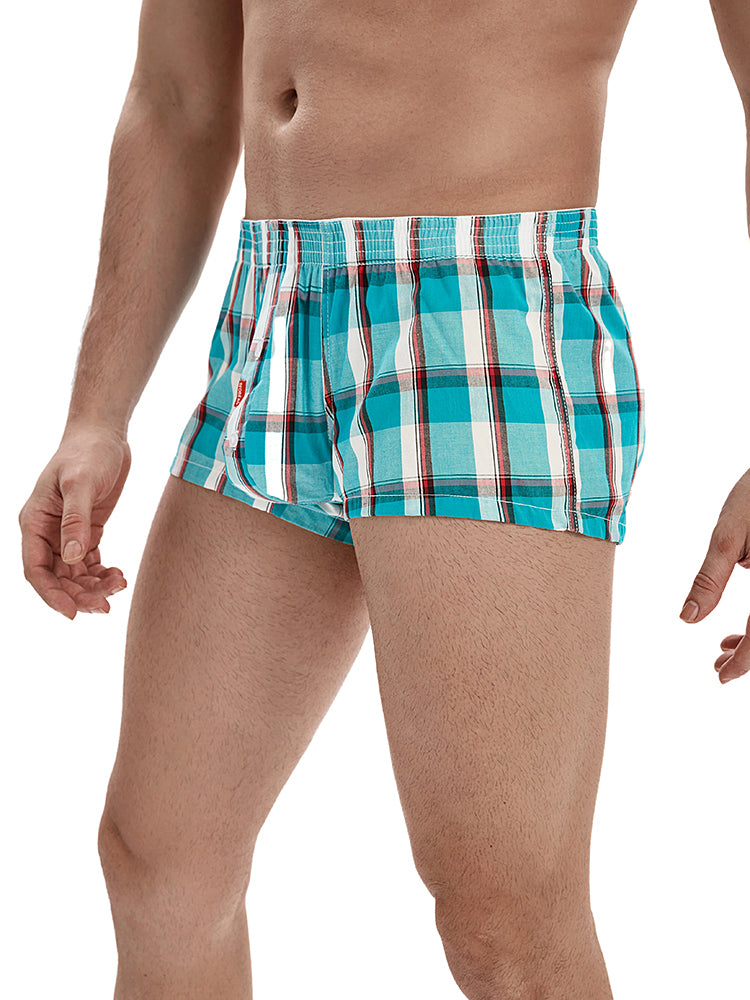 BLACKRISS™Men's Plaid Home Pure Cotton Trunks - Light Blue-Blackriss